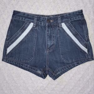 Free People Denim Shorts, size 25, embroidery detail, dark wash